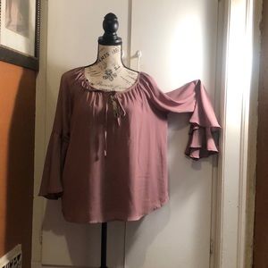Pink long bell sleeve top